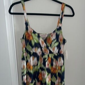 Harlow & Rose Midi Dress Spaghetti Strap Elastic Waist-Floral Print Maxi Dress